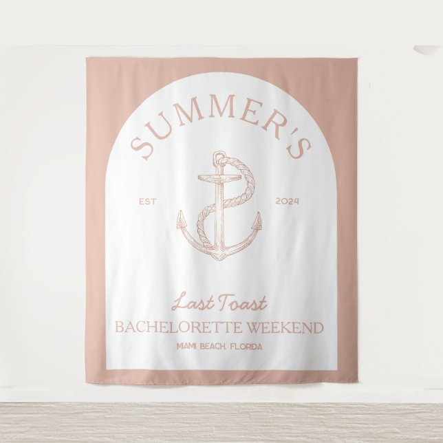 Coastal Classic Modern Elegant Boho Bachelorette Tapestry (Front)