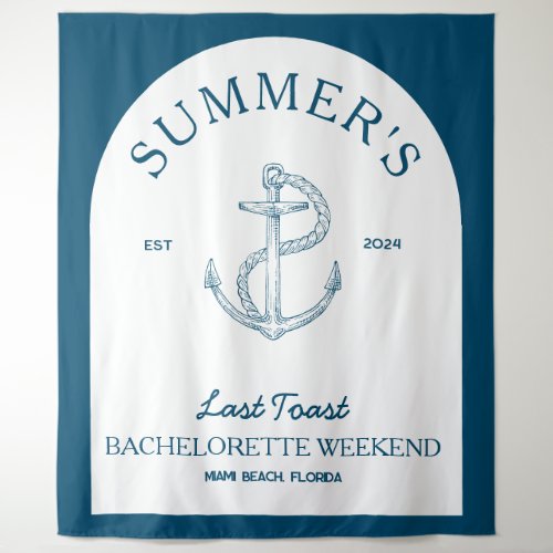 Coastal Classic Modern Navy Bachelorette Banner Tapestry