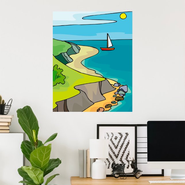 Coastal Cliff Beach Sailboat Poster (Creator Uploaded)