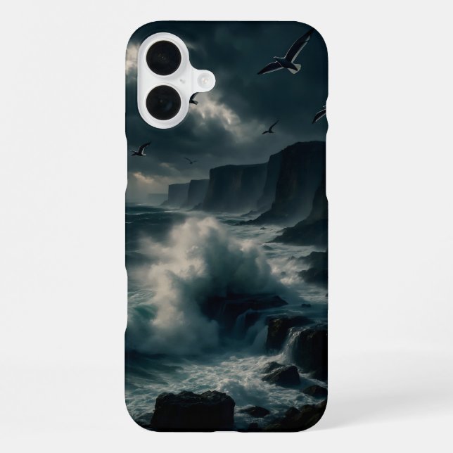 Coastal cliffs during a storm iphone case (Back)