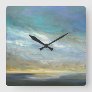 Coastal Clouds Square Wall Clock