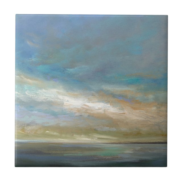 Coastal Clouds with Ocean Ceramic Tile (Front)