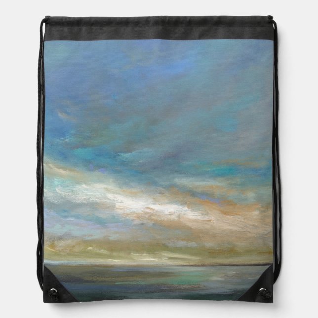 Coastal Clouds with Ocean Drawstring Bag (Front)