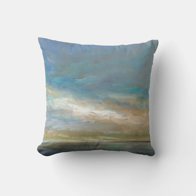 Coastal Clouds with Ocean Throw Pillow (Front)