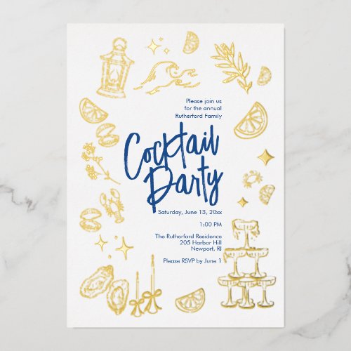 Coastal Cocktail Party Foil Invitation