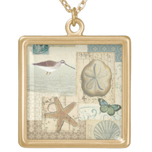 Coastal Collage Gold Plated Necklace