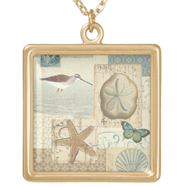 Coastal Collage Gold Plated Necklace (Front)
