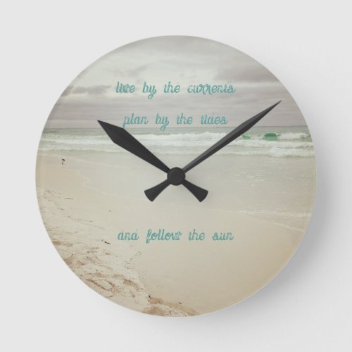 Coastal Color Beach Life Wisdom Round Clock