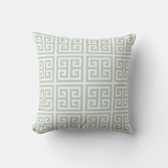 Coastal Colors Greek Key Throw Pillow (Front)