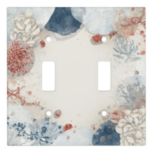 Coastal Coral and Seafoam Watercolor Abstract Light Switch Cover