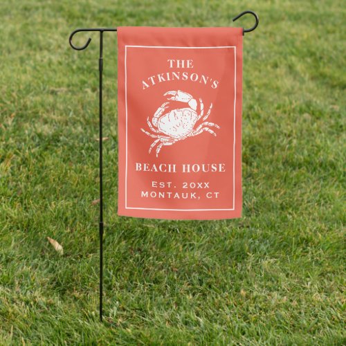 Coastal Coral Crab Nautical Beach House Garden Flag