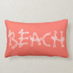 Coastal coral rope beach house lumbar pillow<br><div class="desc">Beige coral coastal beach house</div>