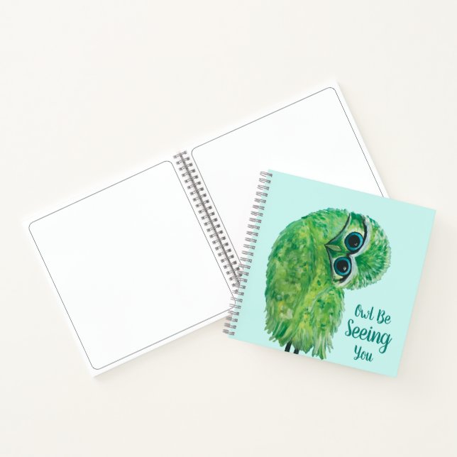 Coastal Cottage Art Burrowing Owl Painting Notebook (Inside)
