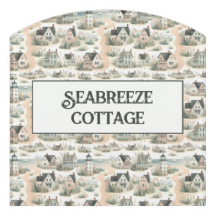 Coastal Cottage Lighthouse Pattern Door Sign