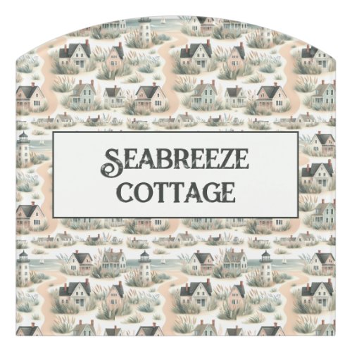 Coastal Cottage Lighthouse Pattern Door Sign