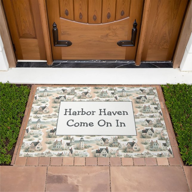 Coastal Cottage Lighthouse Pattern Doormat (Outdoor)