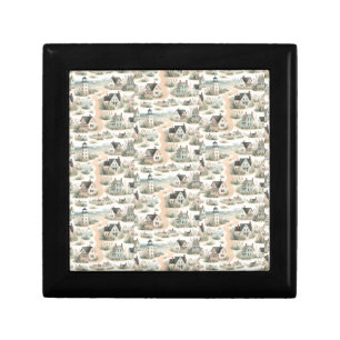 Coastal Cottage Lighthouse Pattern Gift Box