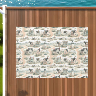 Coastal Cottage Lighthouse Pattern Outdoor Rug