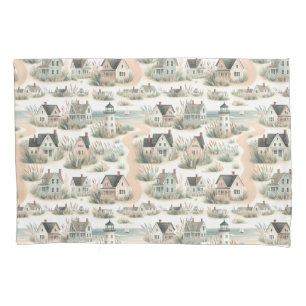 Coastal Cottage Lighthouse Pattern Pillow Case