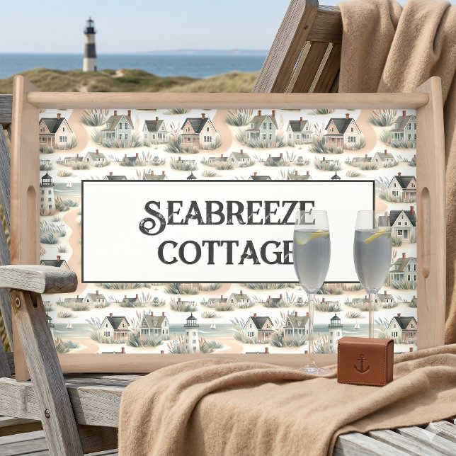 Coastal Cottage Lighthouse Pattern Serving Tray (Coastal Cottage Lighthouse Pattern Serving Tray)