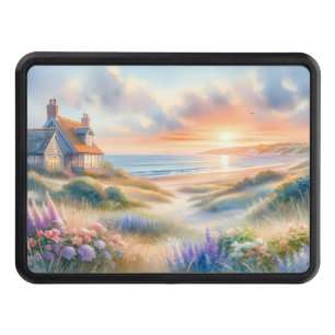 Coastal Cottage Sunset Dunes Watercolor Hitch Cover