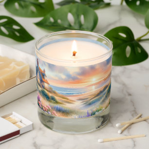 Coastal Cottage Sunset Dunes Watercolor Scented Candle