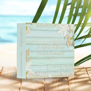 Coastal Cottage Vacation Home Rental Blue 3 Ring Binder