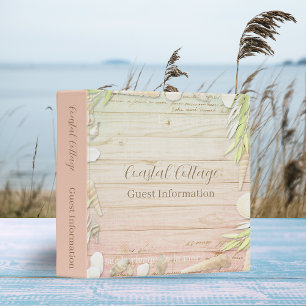 Coastal Cottage Vacation Home Rental Peach 3 Ring Binder