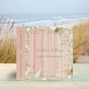 Coastal Cottage Vacation Home Rental Pink 3 Ring Binder