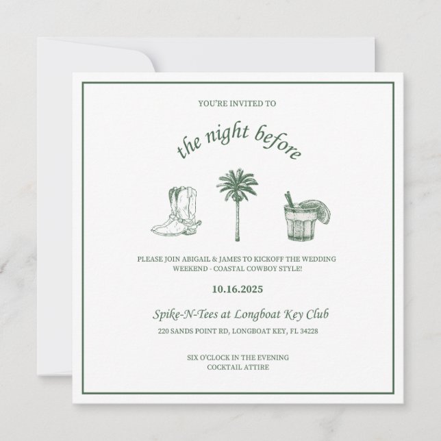 Coastal Cowboy Rehearsal Dinner Invitations (Front)