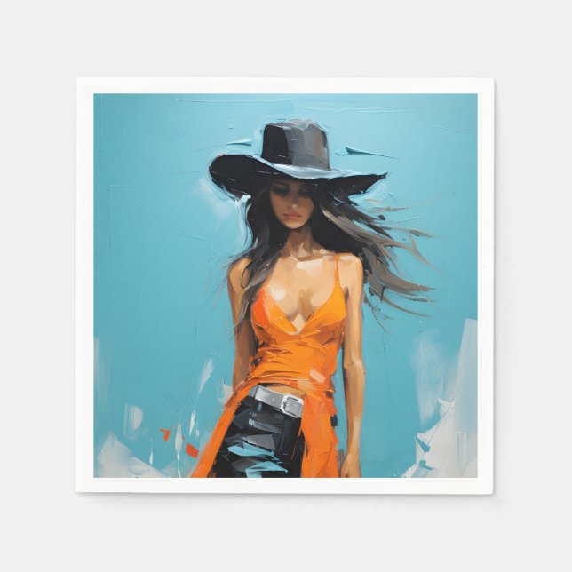 Coastal cowgirl aesthetic 30th birthday party napkins (Front)