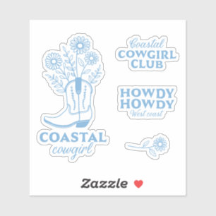 Coastal cowgirl aesthetic blue floral bundle pack sticker