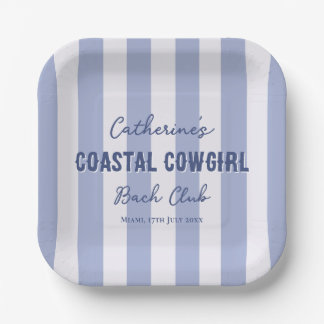 Coastal Cowgirl Bach Club Blue White Stripes Paper Plates