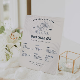 Coastal Cowgirl Bachelorette Bar Menu Pedestal Sign