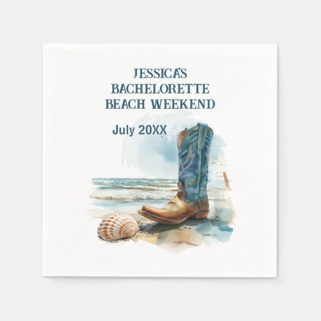 Coastal Cowgirl Bachelorette Beach Weekend Napkins (Front)
