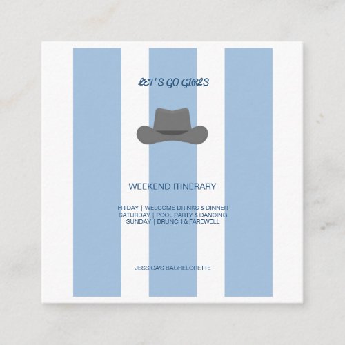 Coastal Cowgirl Bachelorette Itinerary Card