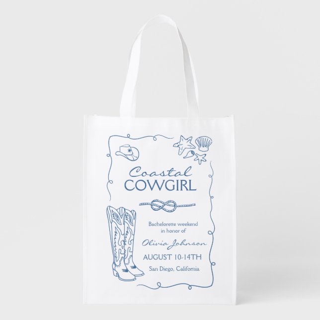 Coastal Cowgirl Bachelorette Party Bridesmaid Bag (Front)