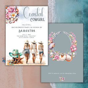 Coastal Cowgirl Bachelorette Party Cowboy Boots Invitation