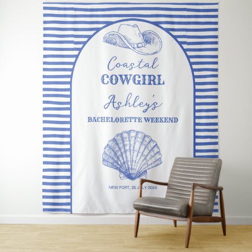 Coastal Cowgirl Bachelorette party decor printed Tapestry