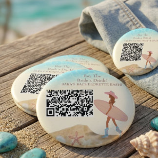 Coastal Cowgirl Bachelorette Party Pink Hat Boots Button