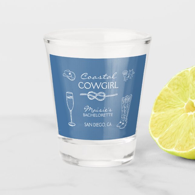 Coastal Cowgirl Bachelorette Party Weekend Shot Glass (Front)
