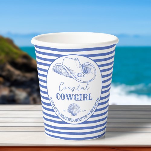 Coastal cowgirl bachelorette table decor printed paper cups