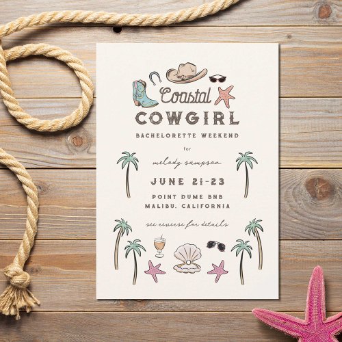 Coastal Cowgirl Bachelorette Weekend Invitation