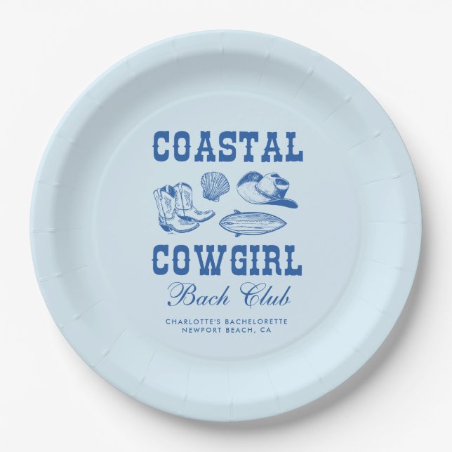 Coastal Cowgirl Bachelorette Weekend Paper Plates (Front)