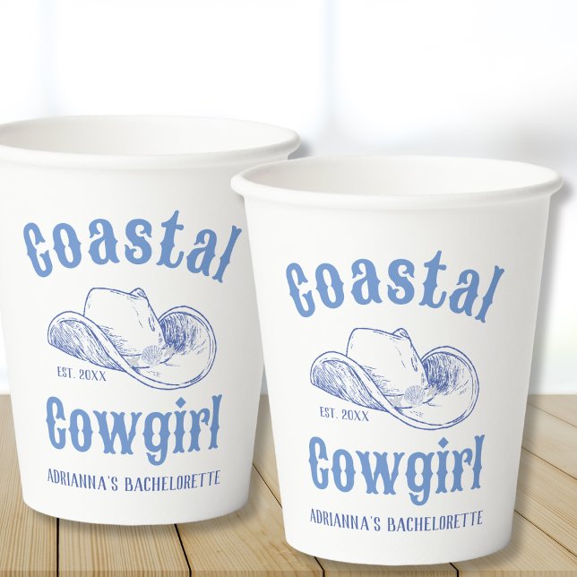 Coastal Cowgirl Beach Bachelorette Custom Paper Cups (Coastal Cowgirl Beach Bachelorette Custom Paper Cups)