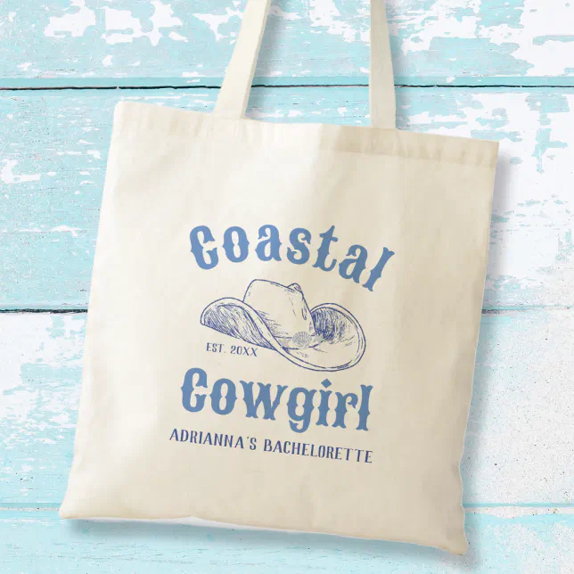 Coastal Cowgirl Beach Bachelorette Custom Tote Bag | Zazzle