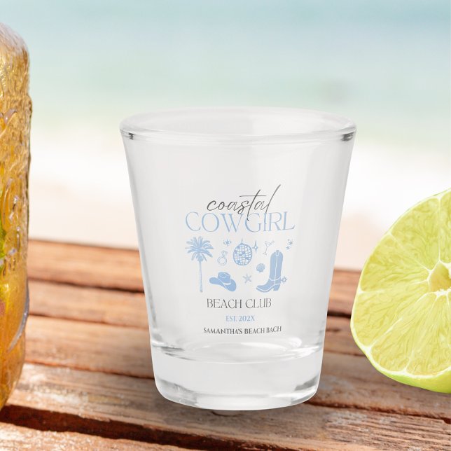 Coastal Cowgirl Beach Club Bachelorette Favors Shot Glass (Coastal Cowgirl Shot Glasses Bachelorette Favors)