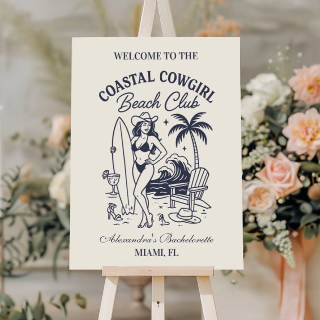 Coastal Cowgirl Beach Club Bachelorette Foam Board (Creator Uploaded)
