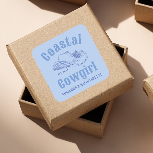 Coastal Cowgirl Beach Club Bachelorette Square Sticker
