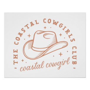 Coastal cowgirl beach club brown aesthetic poster